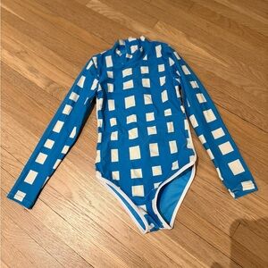 Ruki the Label, Blue and White girls swimsuit size 8